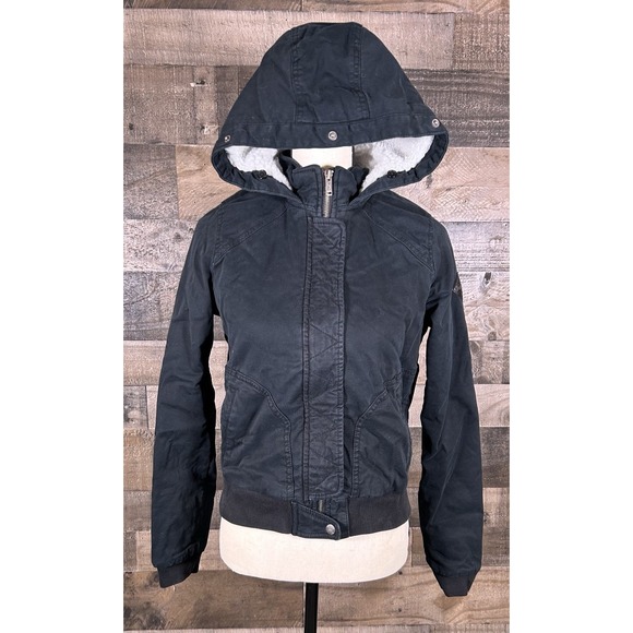 Hollister California Heritage Collection Women's Navy Blue‎ Jacket Small Stretch - Picture 3 of 10